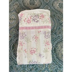 jcpenney Floral Cream Pink and purple vintage flat sheet from the 50s 60s